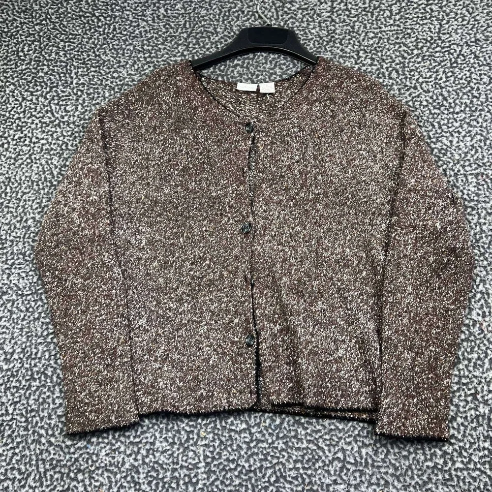 Cherokee Cardigan Sweater Women Small Brown Knit Button Front Long Sleeve S